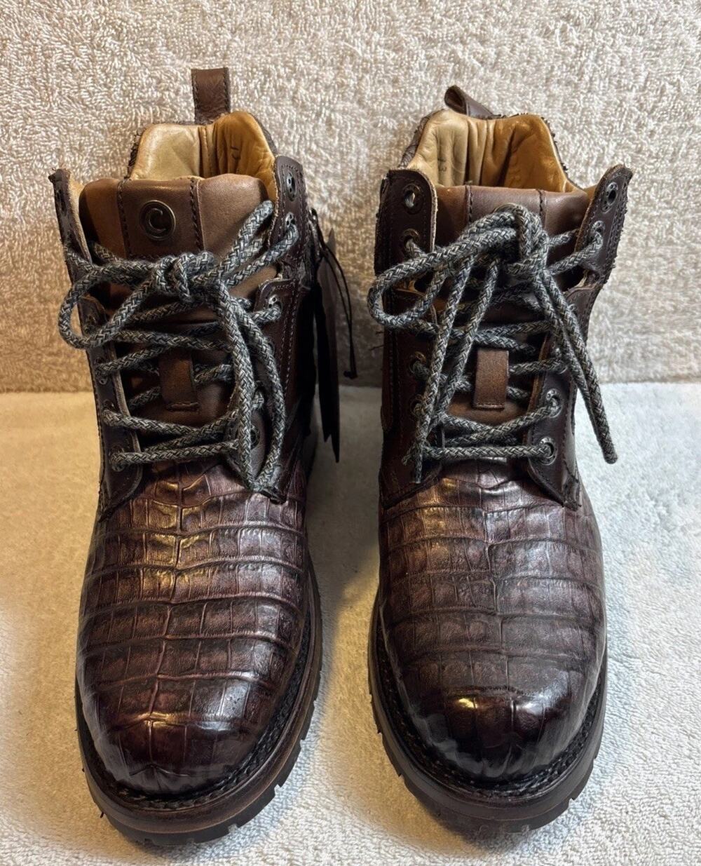Cuadra Men's Size 8 Caiman Ankle Boot Dark Brown Premium